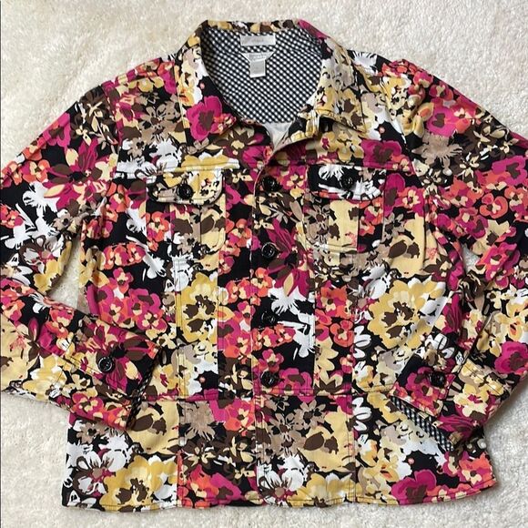 Christopher & Banks Vintage-Inspired Floral Button Up Wm’s Jacket/Blazer Sz M - Picture 1 of 8